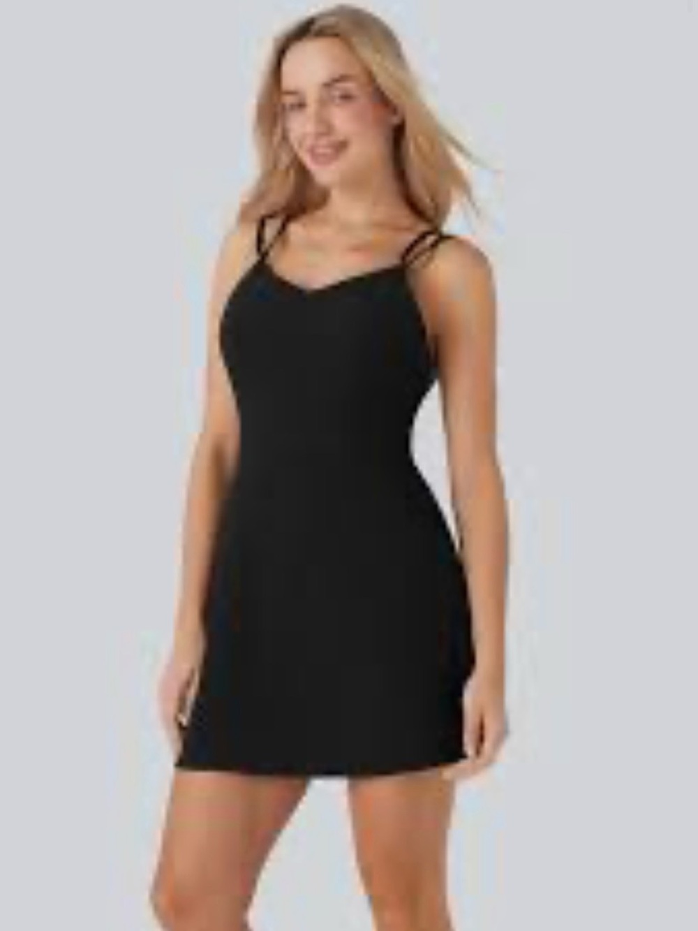HALARA Dark Green Mini Dress with Strappy Back